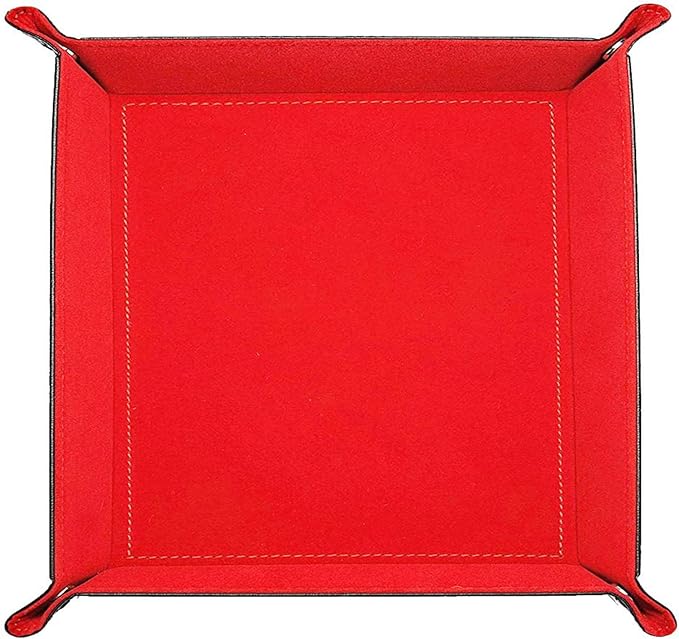 siduater Valet Tray Desktop Storage Organizer – Vegan Leather Catchall Tray Bedside Vanity Tray Nightstand Caddy Holder for Remote Controller, Watch, Keys, Phone, Wallet, Coin, Jewelry, Red