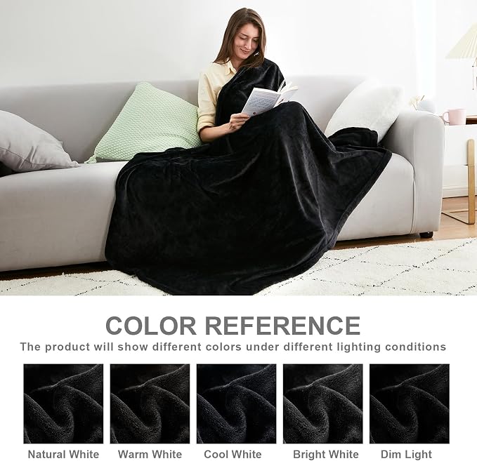Hansleep Twin Black Fleece Blanket, Soft Flannel Bed Blanket | Fuzzy Cozy Blanket 60x80 Inches, Multi-use for Bed, Sofa, Couch, Travel, Camping, All Season Warm Lightweight Cover