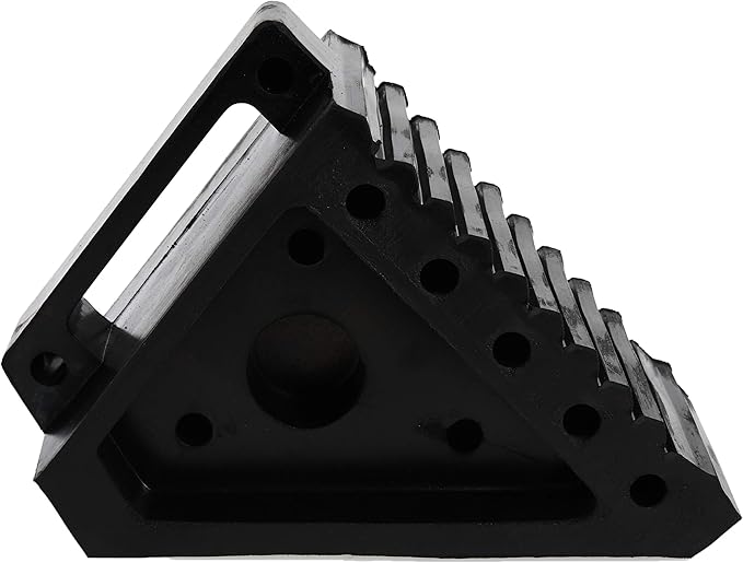 Sunex 1310 10-Ton Medium Height Pin Type Jack Stands, Pair & MAXXHAUL 70472 Solid Rubber Heavy Duty Black Wheel Chock 2-Pack, 8" x 4" x 6"