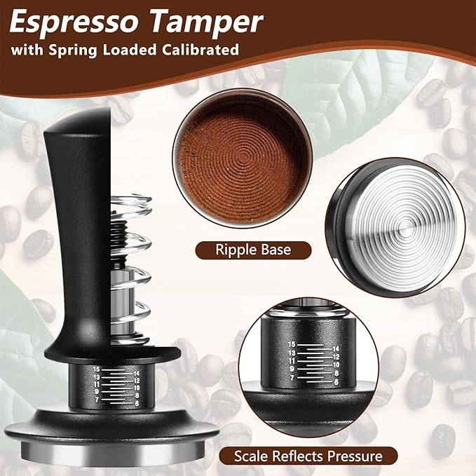 Espresso Accessories,6 PCS Espresso Machine Accessories Kit,Coffee Tamper Tools Set with Espresso Tamper,Coffee Tamping Mat,WDT Distribution Tool,Knock Box,Dosing Funnel and Puck Screen(54mm)