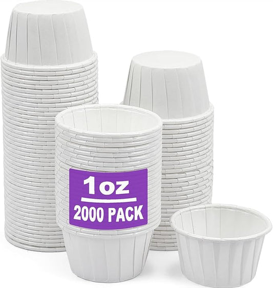 CAMKYDE 2000 pcs Ketchup Cup Small Paper Cups 1 oz, Leak-Proof Food Safe Disposable Condiment Cups Sample Medicine Cup (Pack of 2000)