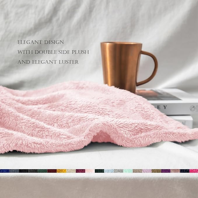 Exclusivo Mezcla Fuzzy Plush Fleece Bed Blanket Twin XL Size, Light Pink | 90x66 Inches, Super Soft and Cozy Bed Blanket, Fluffy Blanket for Bed, College Dorm Room Essentials, All Season