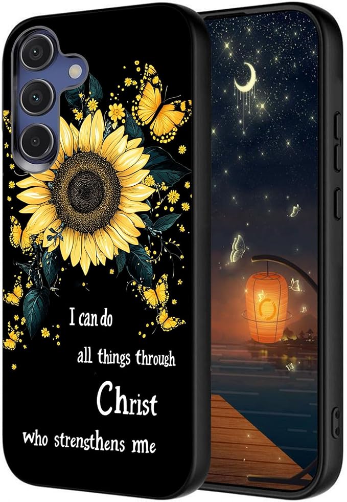 Designed for Galaxy S25 Plus Phone Case,Slim Silicone Shockproof Protective Case for Galaxy S25 Plus 6.7 inch,Sunflower Butterflies