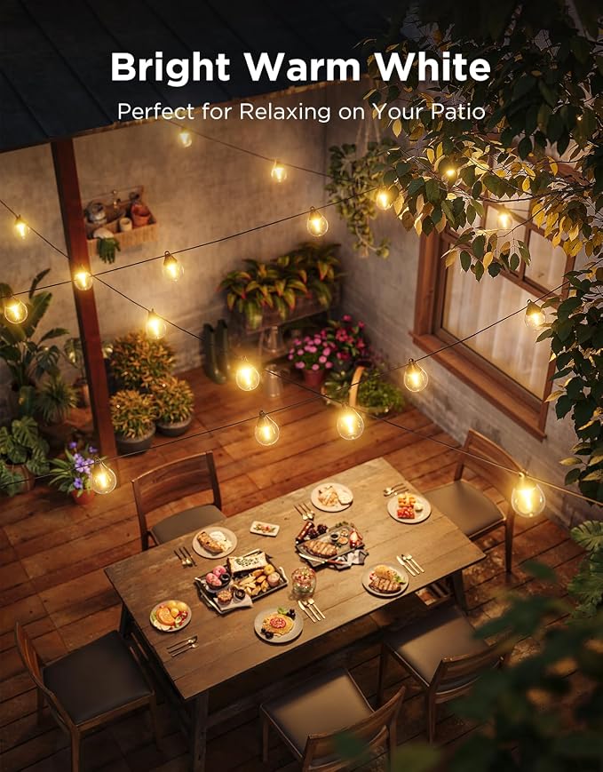 Govee Clear Bulb Outdoor String Lights, 96ft IP67 Patio & Backyard Lights | 30 RGBWIC Dimmable LED Bulbs, 111 Modes, Music Sync, IP67 Waterproof & Shatterproof, Work with Alexa, Google & Matter