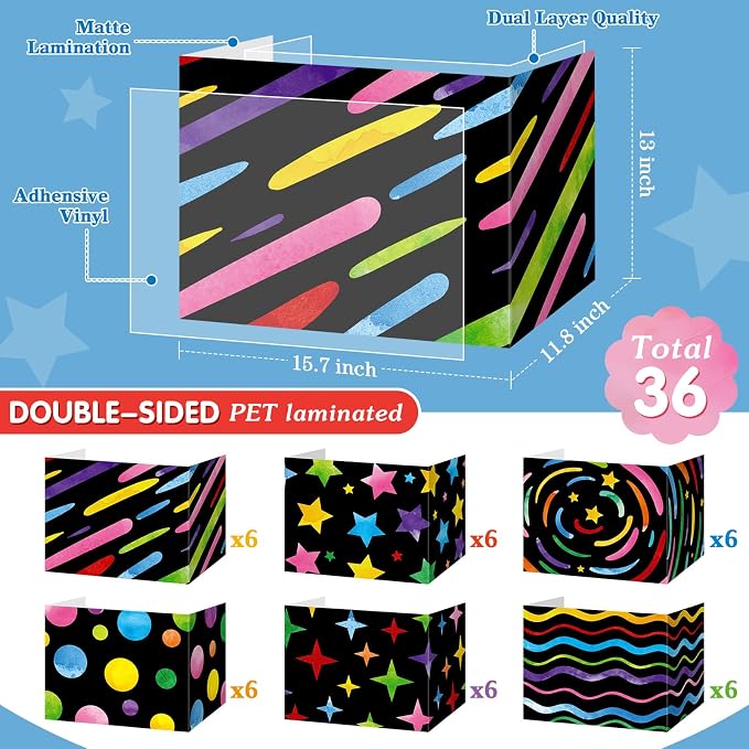 Affrolling 36 Pcs Inspirational Privacy Folders Bulk for Students Cardboard Privacy Boards Desk Divider Panel Waterproof Testing Divider for Classroom Back to School Study Supplies (Chalkboard)