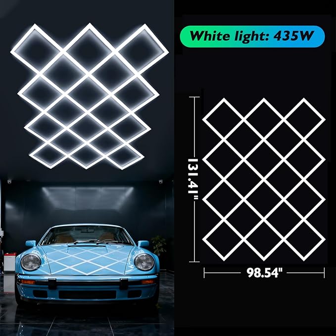 Large Hexagon Garage Lights 18 Hex Ultra-Bright Led Strip Lights New Updated Diamond Commercial Lighting for Garage Car Detailing Barber Shop Gym Warehouses Basement.