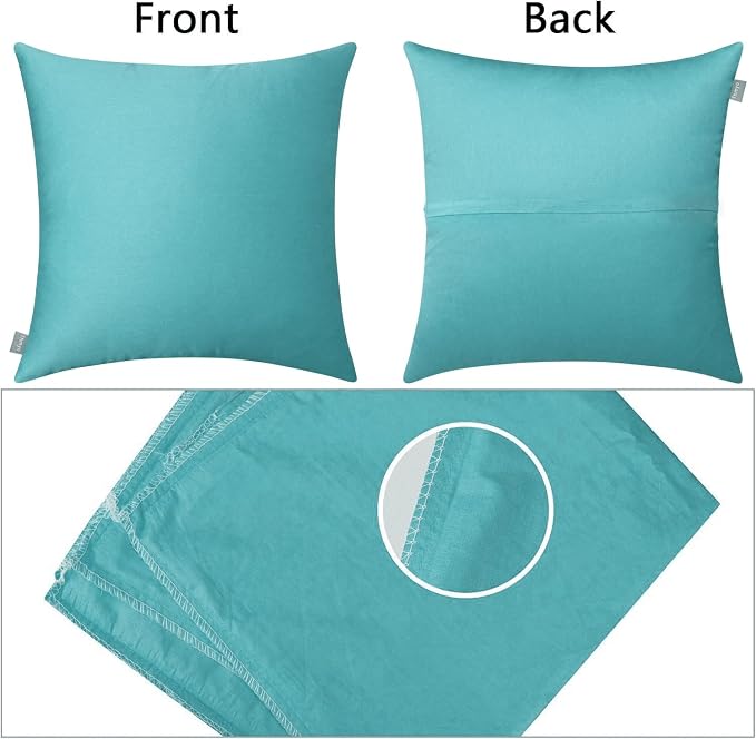 Thmyo 4-Pack 100% Cotton Comfortable Solid Decorative Throw Pillow Case Square Cushion Cover Pillowcase Sublimation Blank Pillow Covers DIY Throw Pillowcase for Sofa Bedroom(18x18 inch/ 45x45cm,Green)