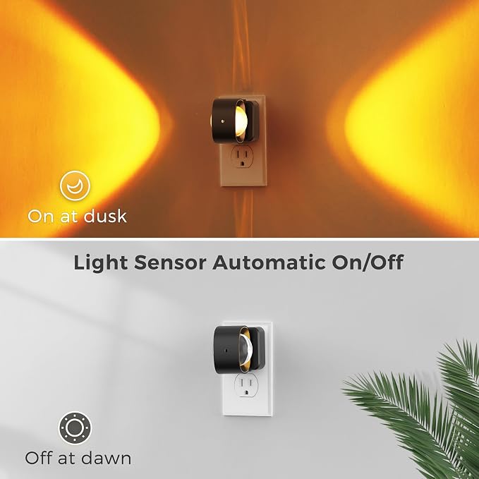 L LOHAS LED Night Light Projector, Night Lights Plug into Wall 3CCT 2 Pack | 2000K/3000K/5000K Adjustable Color Temperature Nightlight, Rotating Nightlight with Light Sensor for Hallway, Bathroom