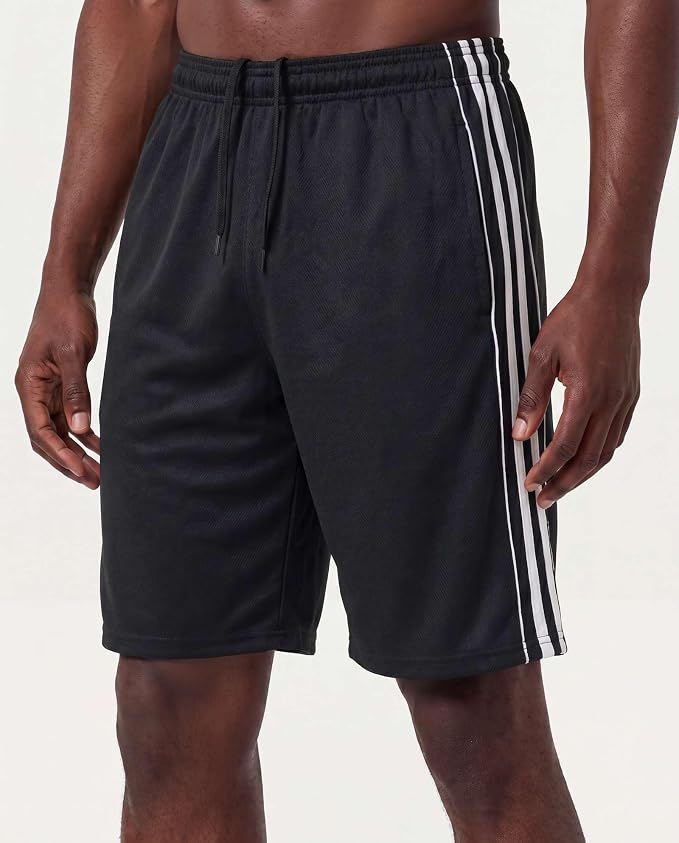 5 Pack Men's Mesh Shorts Athletic Basketball Sports Gym Workout Pockets | Cooling Moisture-Wicking, 9", Long, Quick-Dry, Breathable, Elastic Drawstring Waistband. Running, Exercise, Soccer, Training.