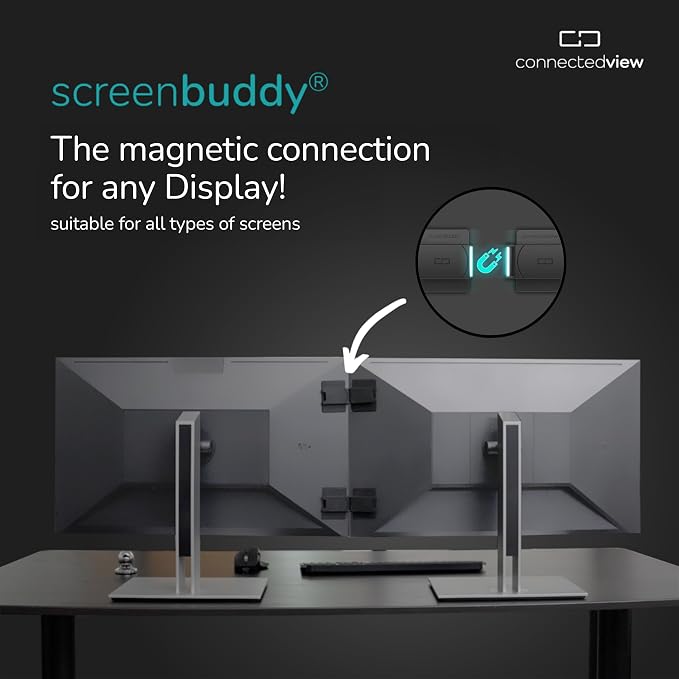 Set of 2, Magnetic Connection for Your Screens, Suitable for All Computer Monitors - Innovative Computer and Gaming Equipment
