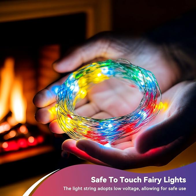 4 Pack 240LED Christmas Multicolor Fairy Lights Battery Operated - 20FT Twinkle Lights with 2 Lighting Modes Indoor Outdoor, Waterproof Led Fairy String Light for Bedroom, Dorm, DIY, Christmas Decor