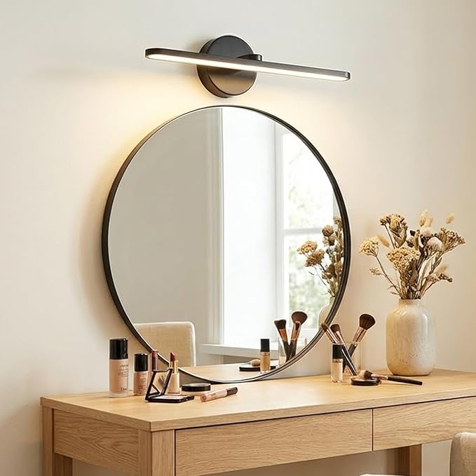 OSYNNIQ Bathroom Vanity Light, Modern Wall Picture Art Lighting Fixture Over Mirror 12W 3000K Warm LED Light Bar 15″ Black Waterproof IP44 Wall Sconce for Makeup Shaving