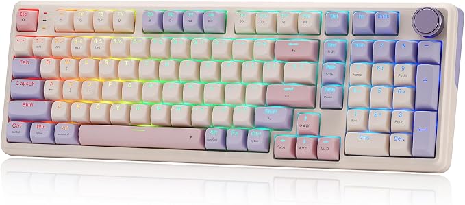 Redragon K768 PRO Wireless 100-Key Gasket Gaming Keyboard, Knob + 8000mAh | Multi-Function Control Wheel, 0-Delay Tri-Mode, Cushioned 5-Layer Noise Dampening for Creamy Thocky Sound, Practical 95% Size