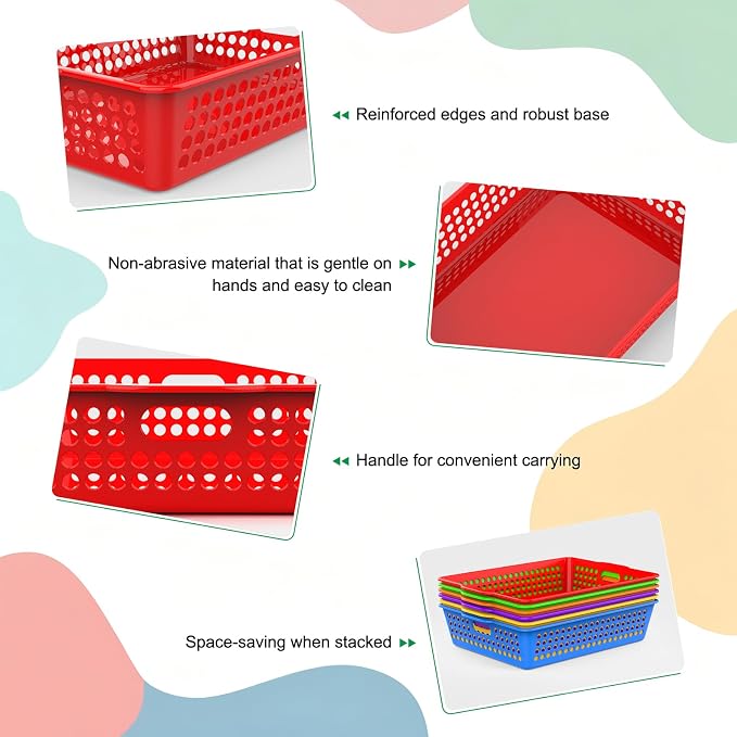 QRRICA 18 Pack Plastic Classroom Storage Baskets, Paper Trays for Classroom Organization & Turn in Trays for Teachers, Students, Desk Organizer Bin 13.8x10.6x3.1 Inch