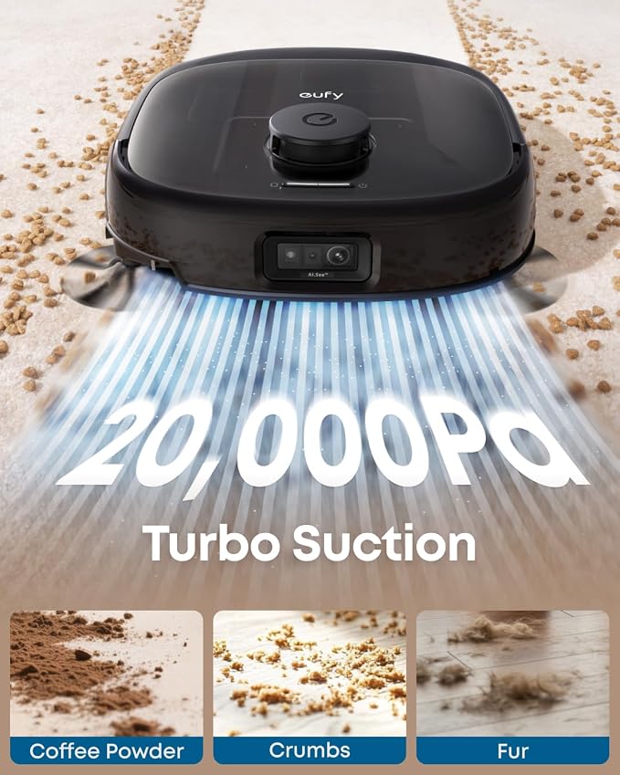 eufy E28 Matic Robot Vacuum and Mop, 20,000 Pa, Portable Carpet Cleaning | Roller Mop with HydroJet System, All-in-One Robot Vacuum and Mop Combo, Zero-Tangling, Corner-to-Edge Cleaning