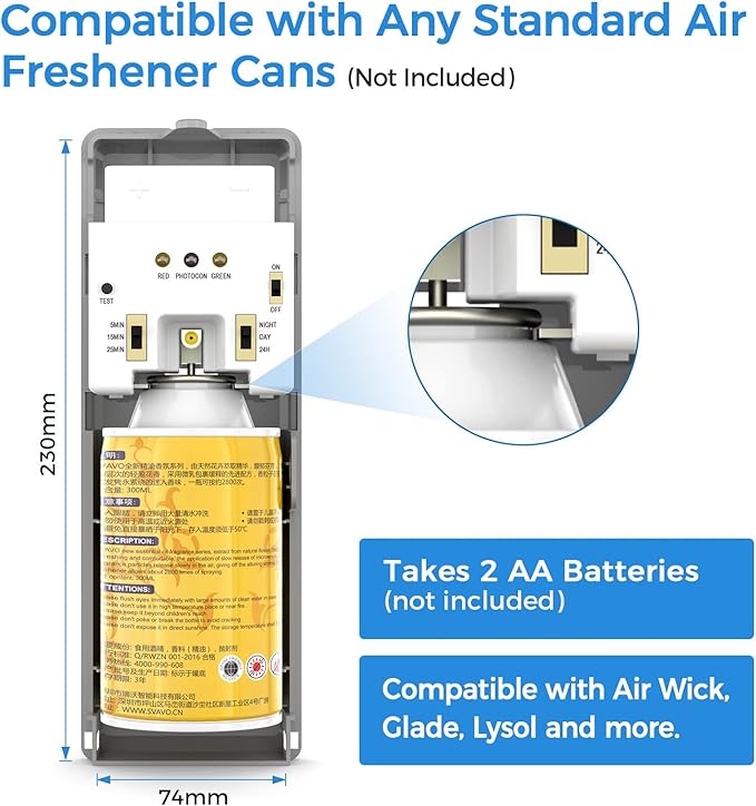 SVAVO Automatic Air Freshener Dispenser - Wall Mounted/Free Standing Auto Aerosol Spray Dispenser Programmable Fragrance Dispenser for Indoor-Bedroom, Hotel, Office, Commercial Place, Grey