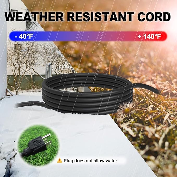 EP 2 Pack 6 Ft Outdoor Extension Cord with 3 Electrical Power Outlets - 16/3 SJTW Black Cable with 3 Prong Grounded Plug for Safety Great for Christmas Lights, Garden and Major Appliances