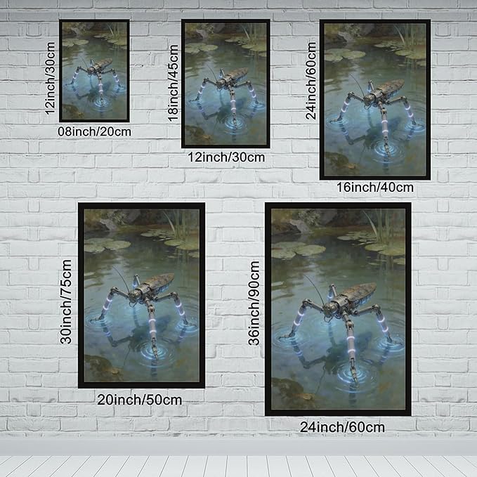Framed Modern Sci Fi Wall Art for Living Room And Studio Futuristic Minimalist Decor 24x36in