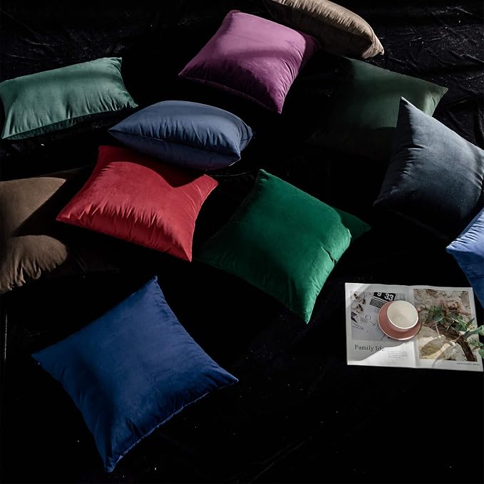 24x24 Velvet Throw Pillow Covers Set of 2 for Couch Sofa Bed,Navy Blue | JUSPURBET Decorative Pillow Covers with Invisible Zipper for Modern Living Room Bedroom Home Decor