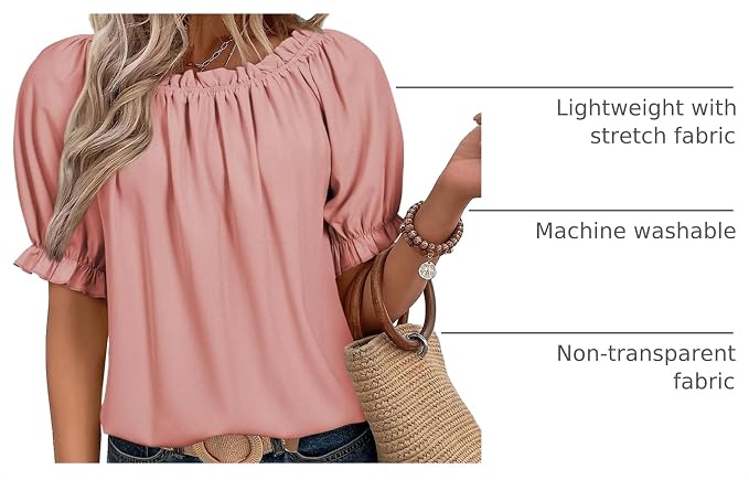 EVALESS Womens Tops Off The Shoulder Blouses for Women Dressy Casual Cute Puff Sleeve T Shirts Fashion 2026