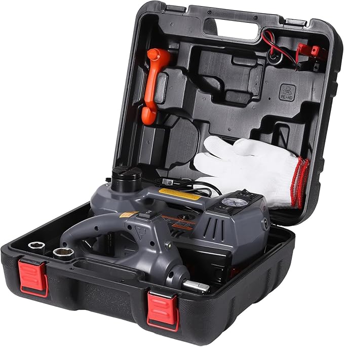 STANDTALL Electric Car Jack Kit 5T 12V Electric Floor Jack Lift for Vehicle, Electric Hydraulic Jack Auto Repair Tool Set with Built-in Inflator and Impact Wrench
