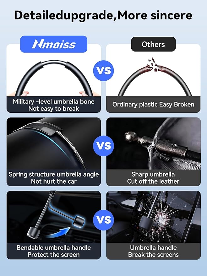 Nmoiss Windshield Sun Shade Umbrella for Silverado - [Vinyl Coating Heat Shield] Protect Car from Sun Rays & Heat Damage Keep Cool and Protect Interior, Spring Structure Edge
