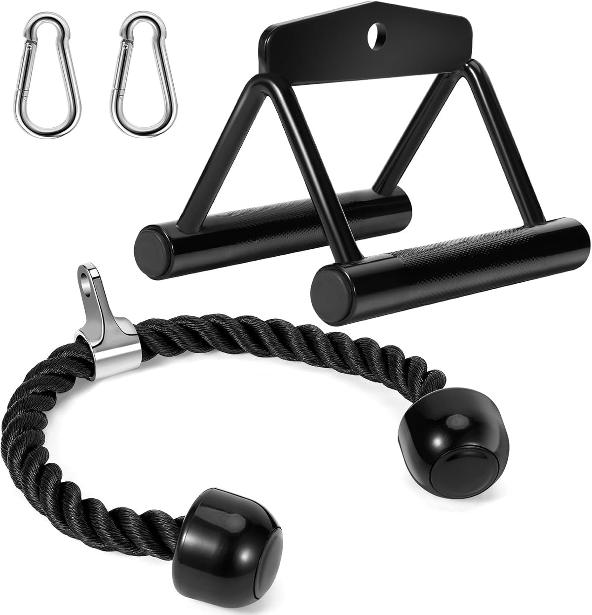 Skiennix Cable Machine Attachments Set - LAT Pulldown Bar & Tricep Rope | Durable Home Gym Accessories
