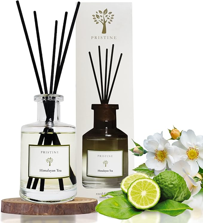PRISTINE Himalayan Tea/Inspired by Westin Hotel Reed Diffuser for Home | Fresh Bergamot/White Tea Room Fragrance Reed Diffusers, Oil & Room Diffusers with Reed | Home Fragrance Scent Diffuser