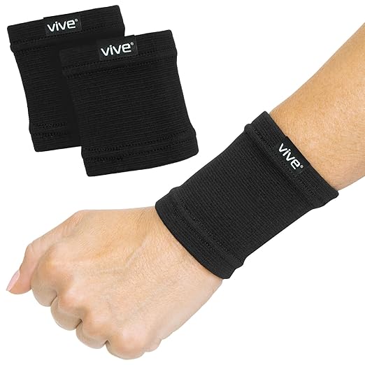 Vive Wrist Compression Sleeves for Women & Men (Pair) - Elastic Support Wristband for Pain Relief & Circulation - Wrist Support for Carpal Tunnel, Arthritis, Tendonitis - Great for Sports Injury