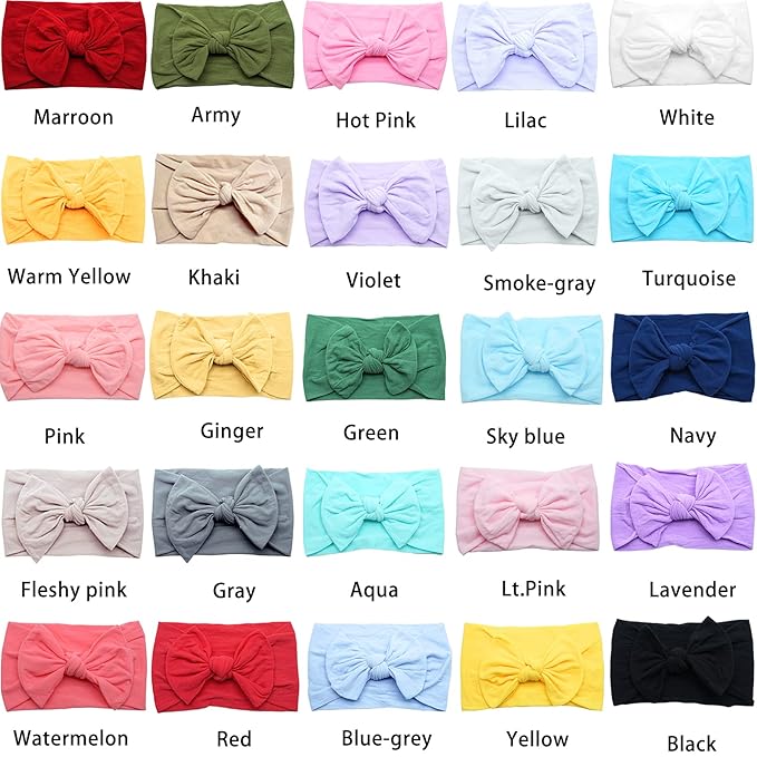 kangaroo 25 Colors Baby Bows Headbands For Baby Girls,Newborn Infant Toddler Hairbands and Child Hair Accessories