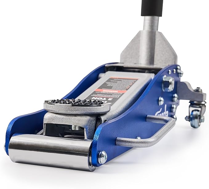 TONDA Floor Jack, Low Profile 2 Ton Hydraulic Aluminum and Steel Car Jack with Dual Pump System, Rapid Lift, Blue