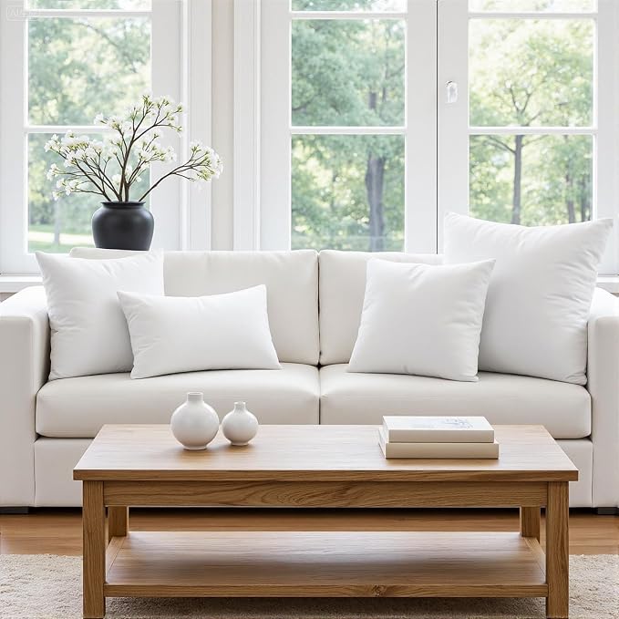 MIULEE 16x16 Inch Throw Pillow Insert for Couch Sofa Bed | Premium Virgin Filling, Soft Brushed Fabric, Decorative Pillow, Lumbar Back and Neck Support