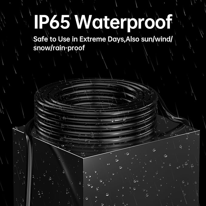 PlugSaf 2 Pack of 3Ft Black Outdoor Extension Cord 16/3 Gauge Waterproof, Cold Weatherproof -58°F, Flame Retardant, Flexible 3 Prong Electric Cord for Lawn Office,13A 1625W 16AWG SJTW, ETL Listed