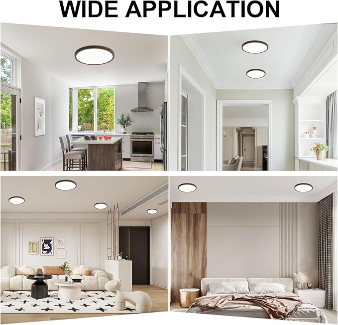 LED Flush Mount Ceiling Light: 7 inch 1Pack Super Slim Dimmable & 5CCT (2700-6500K) Kitchen Lighting Fixtures Ceiling - 12W Walnut Low Profile Ceiling Lamp for Bedroom Garage Hallway