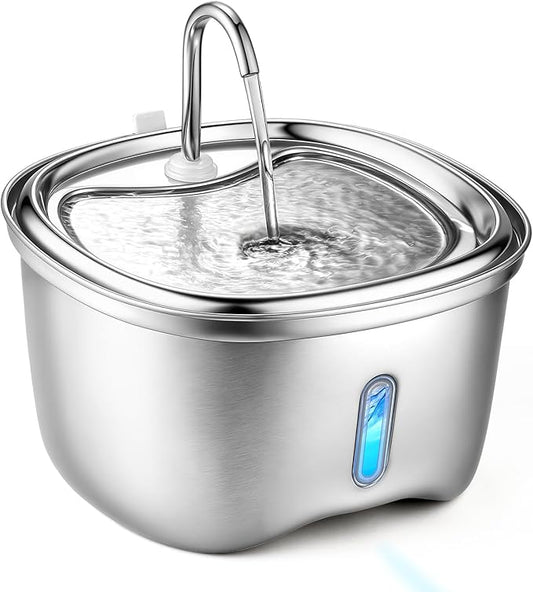 Cat Water Fountain, 120oz/3.5L Stainless Steel Pet Water Fountain, Automatic Silent Pump, Easy Clean Cat Water Bowl, with Replacement Filters & Silicone Mat for Cats, Dogs, Multiple Pets