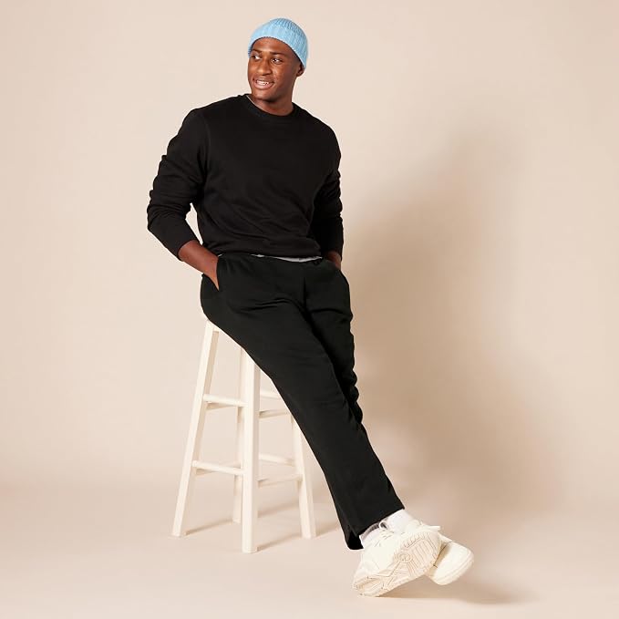 Amazon Essentials Men's Relaxed Straight Leg Fleece Open Bottom Sweatpant (Available in Big & Tall)