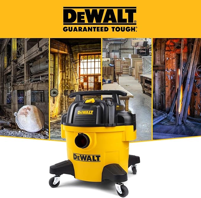 DEWALT DXV06PZ 4 Peak HP Shop Vacuums Wet/Dry, 6 Gallon Poly Wet/Dry Vac, Heavy-Duty Shop Vacuum with Blower Function Yellow+Black