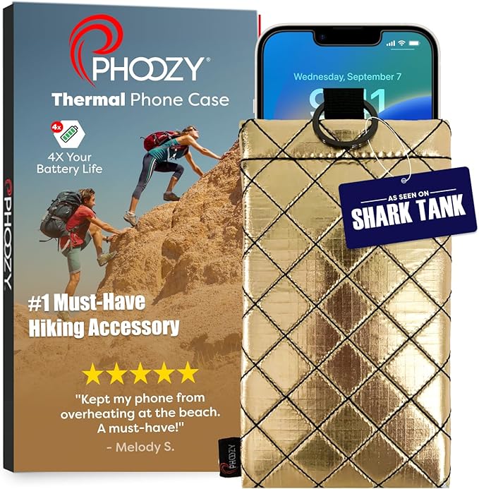 PHOOZY Apollo II Thermal Phone Case with NASA-Derived Technology - Extends Battery Life 4X in Hot or Cold Weather - Military Grade 8-Foot Drop Protection Insulated Pouch - Medium Gold