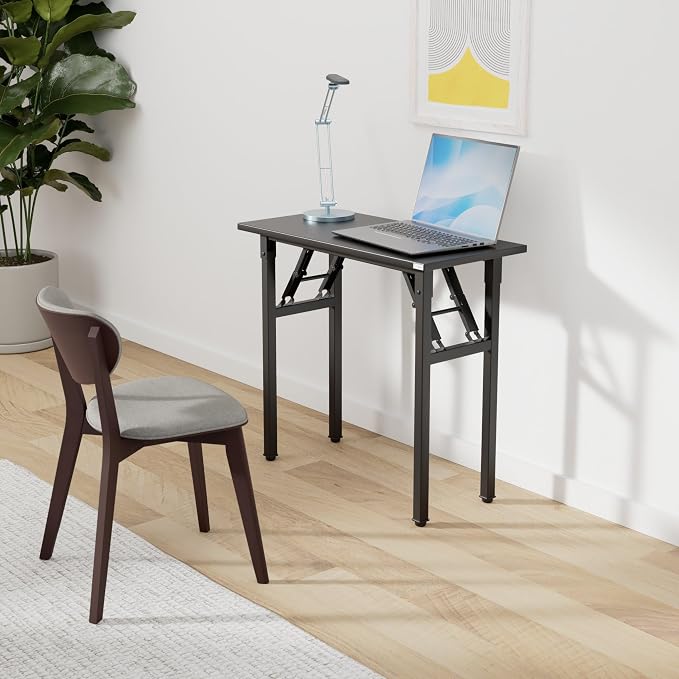 Need Folding Desk - 31 1/2" No Assembly Foldable Small Computer Table,Sturdy and Heavy Duty Writing Desk for Small Spaces, Black&Black Frame | Black Frame Writing Gaming Work Table/Sturdy Foldable Study Table for Small Space/Dormitory, No Assembly Requ...
