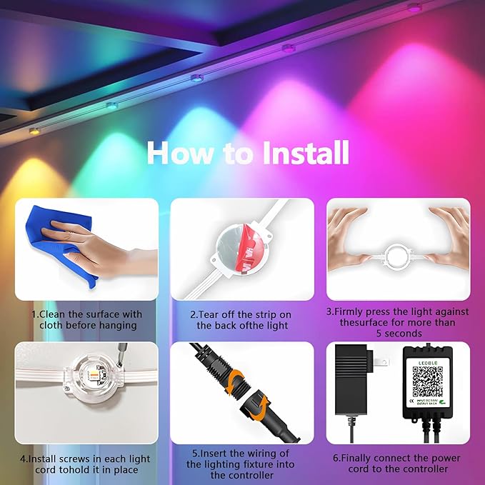 Permanent Outdoor Lights - 150FT Smart Outdoor Eaves Light with App/Remote Control,Music Synchronization, IP67 Waterproof, LED Eaves Lights for Patio/Eave/Party Decorations (150FT)