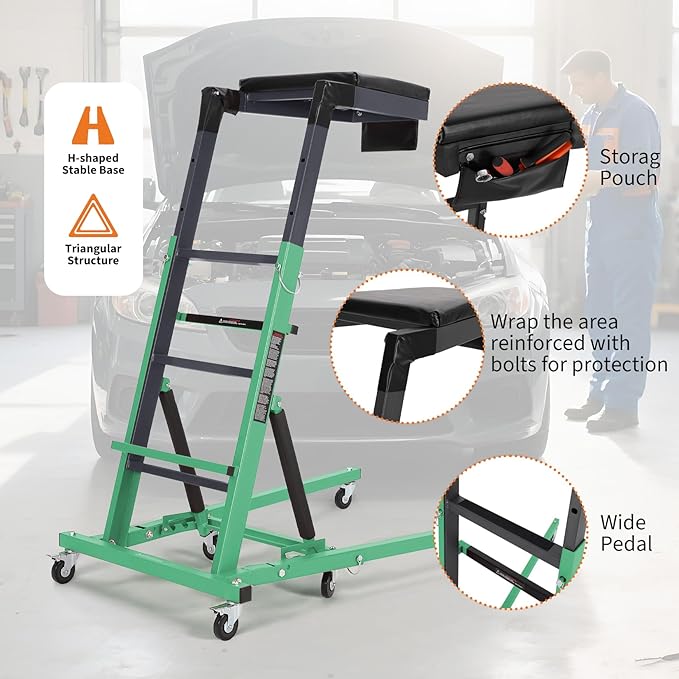 Top Automotive Creeper,Engine Topside Creeper with Adjustable Height 49.21 in to 68.89 in, 400 LBS Capacity High Topside Creeper,6 Swivel Caster Wheels, Heavy Duty Foldable Garage Creepers for Auto
