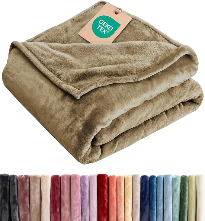 Fleece Blanket Full Size - Ultra-Soft Warm Flannel Fleece Blanket - Camel | Soft, Warm, Outdoor Picnic Blanket for Camping, Travel, Lightweight, Cozy, Anti-Static, Home Decor Gifts for Men & Women