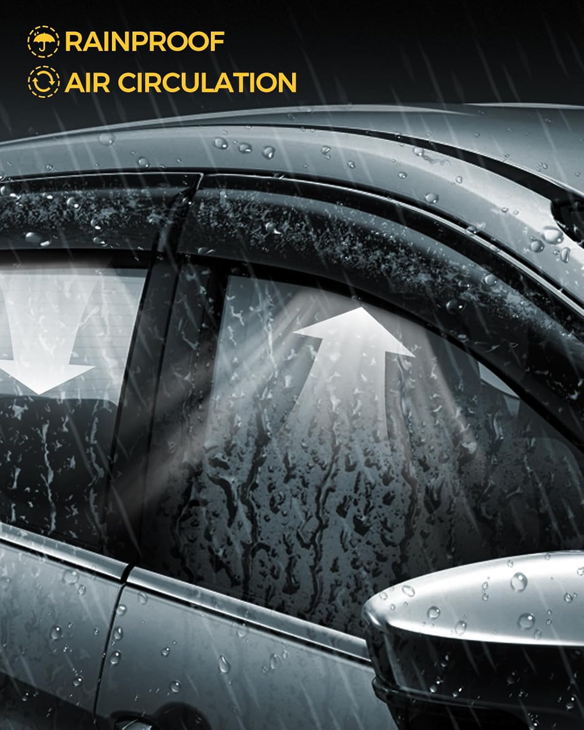 Rain Guards for Car Windows, Tape-On Window Visors Rain Guards Fit for Ford Explorer 2011-2019, Window Deflectors, Vent Visors for Ford Car Accessories, 4 Pieces