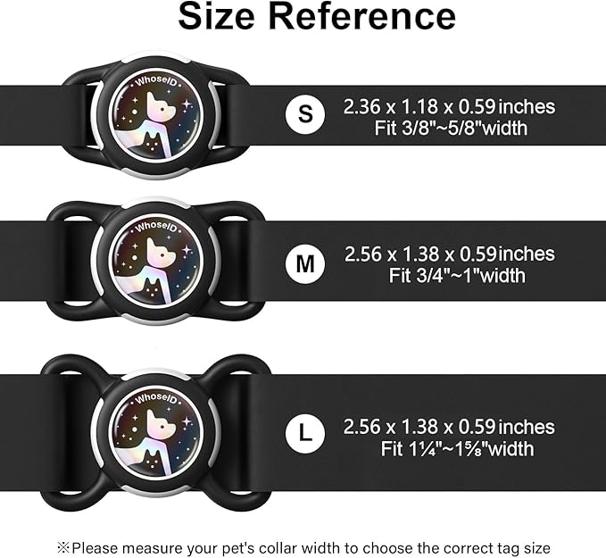 Waterproof Airtag Dog Collar Holder, Silicone & ABS Airtag Holder for Dog & Cat Collars, Ultra-Durable, Lightweight and Protective Airtag Case (Black-1, Regular)