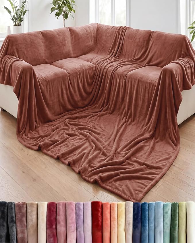 Ultra Soft Fleece Blanket Giant Blanket Size - Flannel Fleece Luxury Blanket - Lightweight for Couch Bed Chair - Thick, Warm and Breathable - All Season Cozy, Mocha Mousse