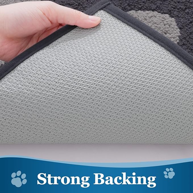 Buganda Dog Door Mat for Muddy Paws, Absorbent Dirt Trapper Washable Indoor Doormats, Non Slip Low-Profile Mud Mat for Dogs, Front Entrance Doormat for Inside Floor (47x32 Inches, Dark Grey)
