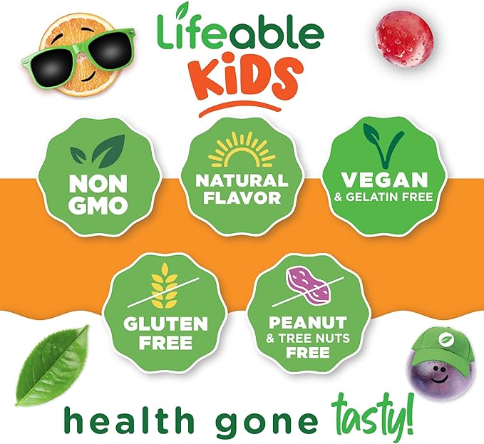 Lifeable Kids Immune Support Gummies | Elderberry Vitamin C and Zinc | Great Tasting Immune Support Supplement Elderberry Gummies for Kids | Kids Elderberry Gummies for Boys, Girls | 90 Gummies