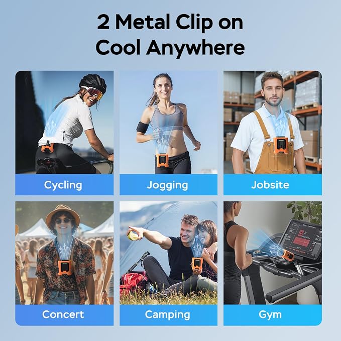AMACOOL Mini Portable Waist Fan Clip on, Gifts for Father Him Men Dad Husband, 13000RPM Rapid-Cooling Personal Neck Fans, Wearable Shirt Belt Fan for Women Men Outdoor Work Jobsite Travel Camping