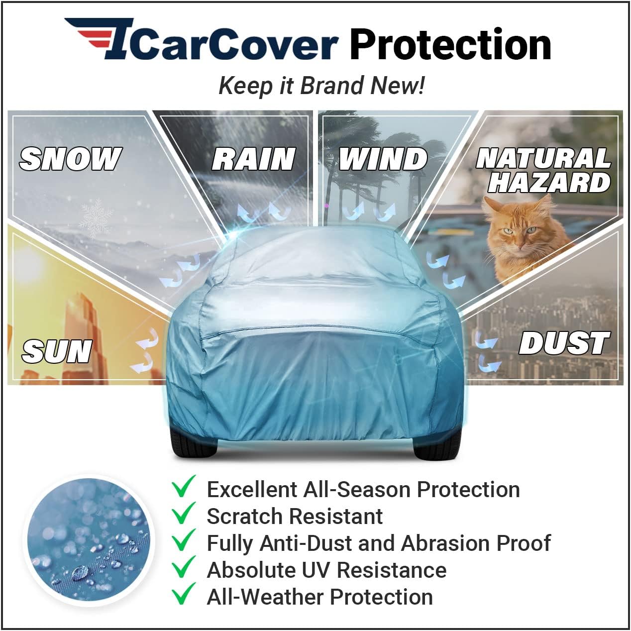 iCarCover Premium Car Cover for 2006-2011 Chevy HHR Heavy Duty Waterproof All-Weather Automobiles Custom Fit Indoor Outdoor UV Snow Protection Covers with Straps and Bag