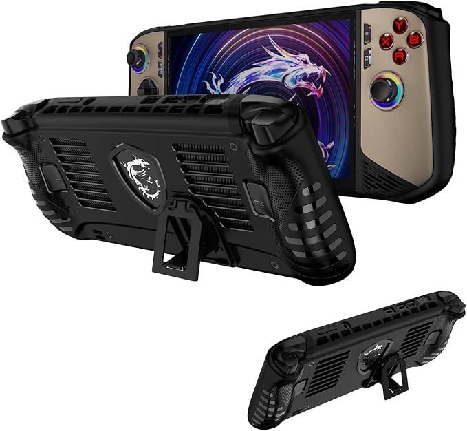 for MSI Claw 8 AI+ A2VM Silicone Grip Case ���Soft Skin Silicone Case Full Protective Case Cover with MSI Claw 8 AI+ A2VM-Black